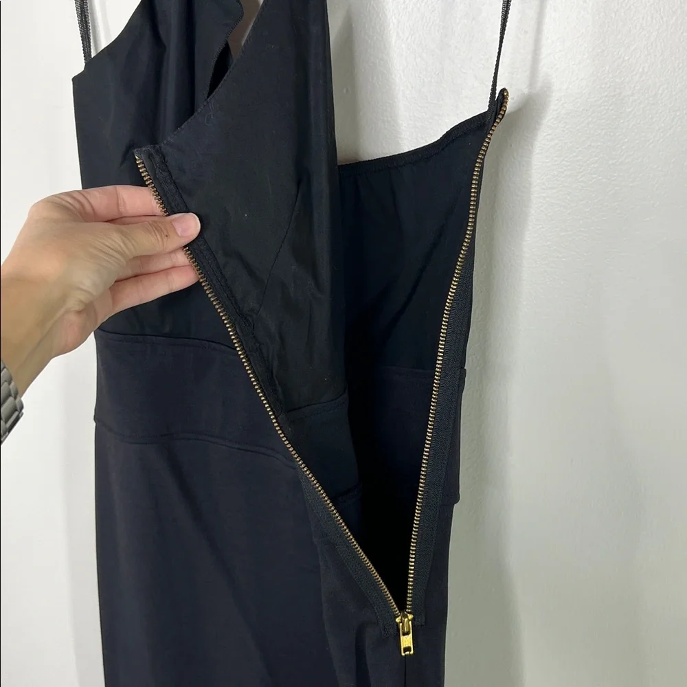 Michelle Jonas Travelwear Ruffle Halter Neck Black Dress size Small